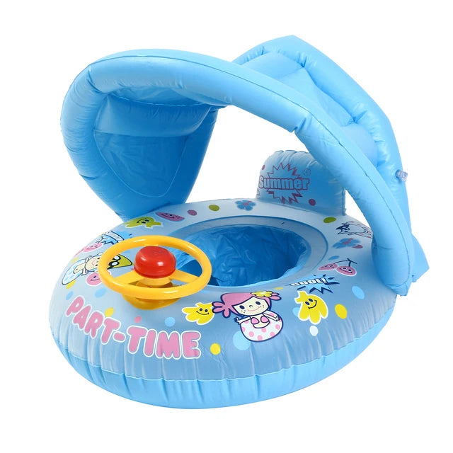 Infant Inflatable Swimming Float Seat with Sunshade