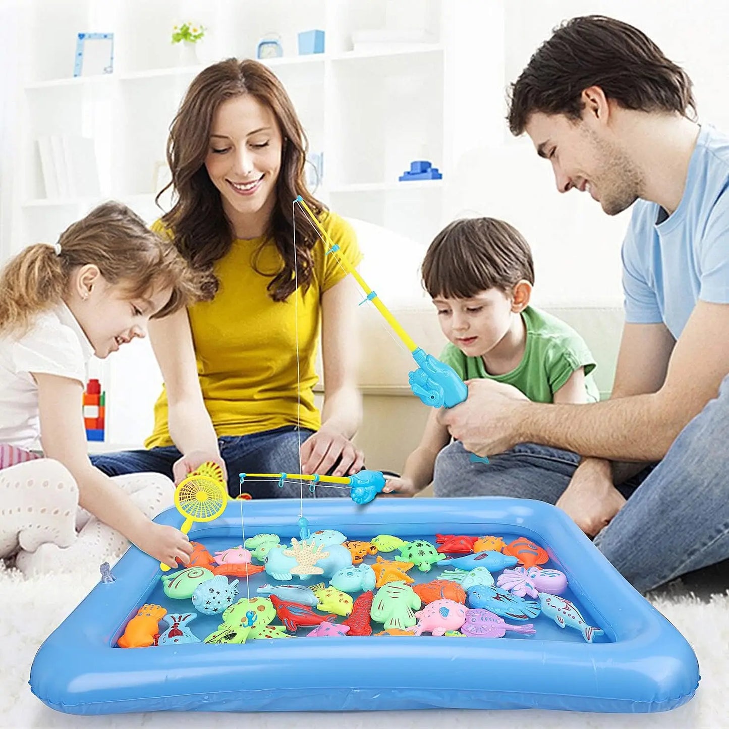 Magnetic Fishing Game Set with Inflatable Pool for Kids