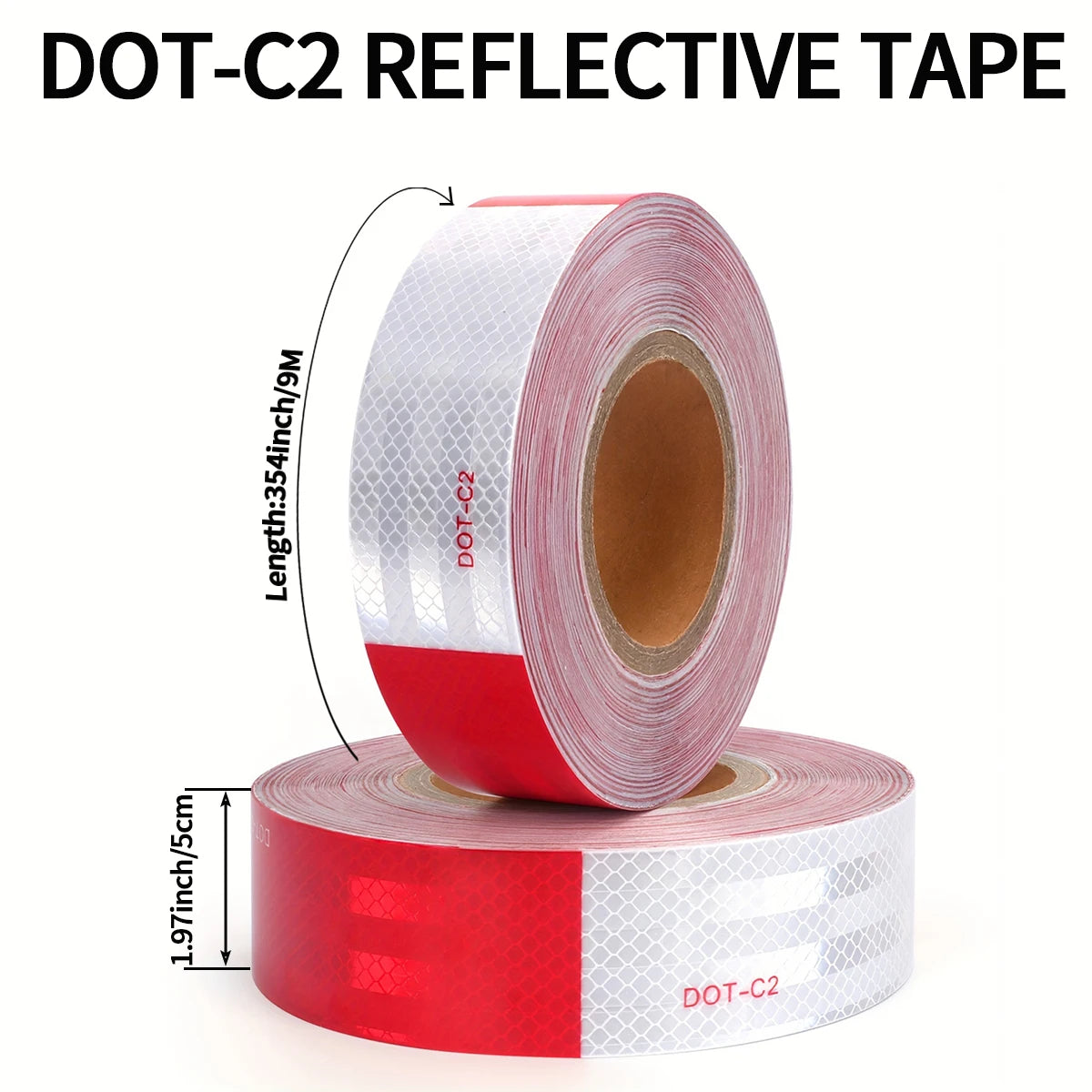 DOT-C2 Nastro Riflettente di Sicurezza per Camion Rosso Bianco Nastro Riflettente di Avvertimento di Sicurezza Adesivo Impermeabile per Veicoli