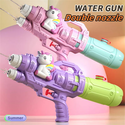 Dinosaur & Shark Water Gun Set with Twin Sprinklers for Kids' Summer Pool & Beach Fun