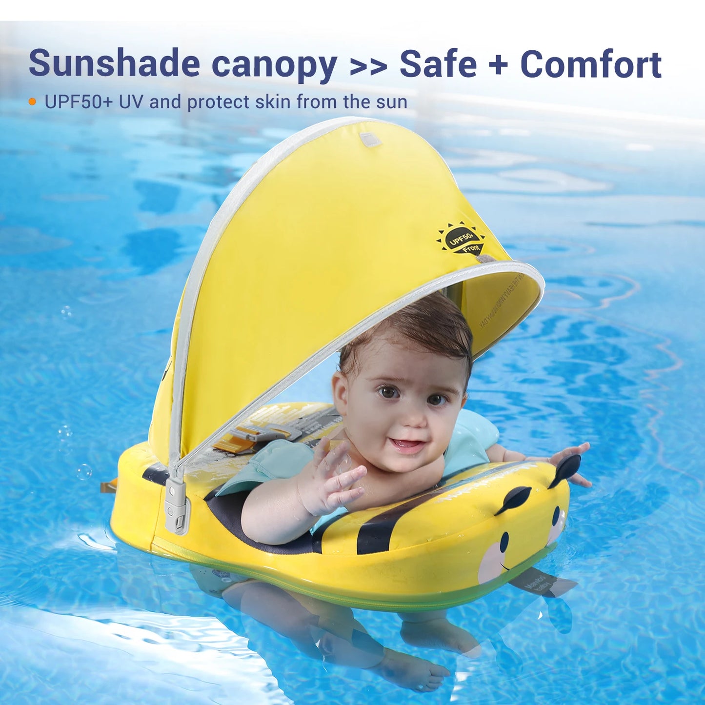 "Nicht aufblasbare Baby-Schwimmhilfen mit Sonnenschutz und Achsel-Schwimmring für Spa"