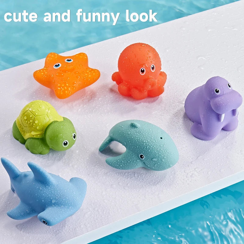 Baby Bath Fishing Toy Set with Floating Fish and Frog Net for Ages 0-6 Years