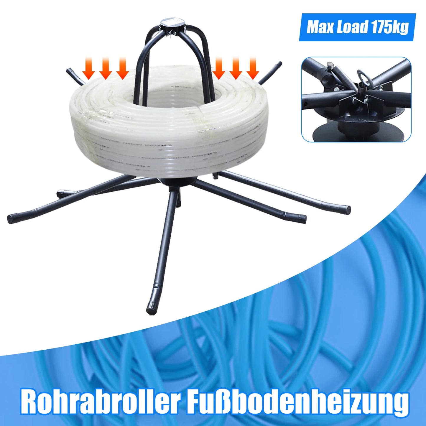 Pipe Reel Dispenser for Underfloor Heating(Max 175kg, Double Bearing)