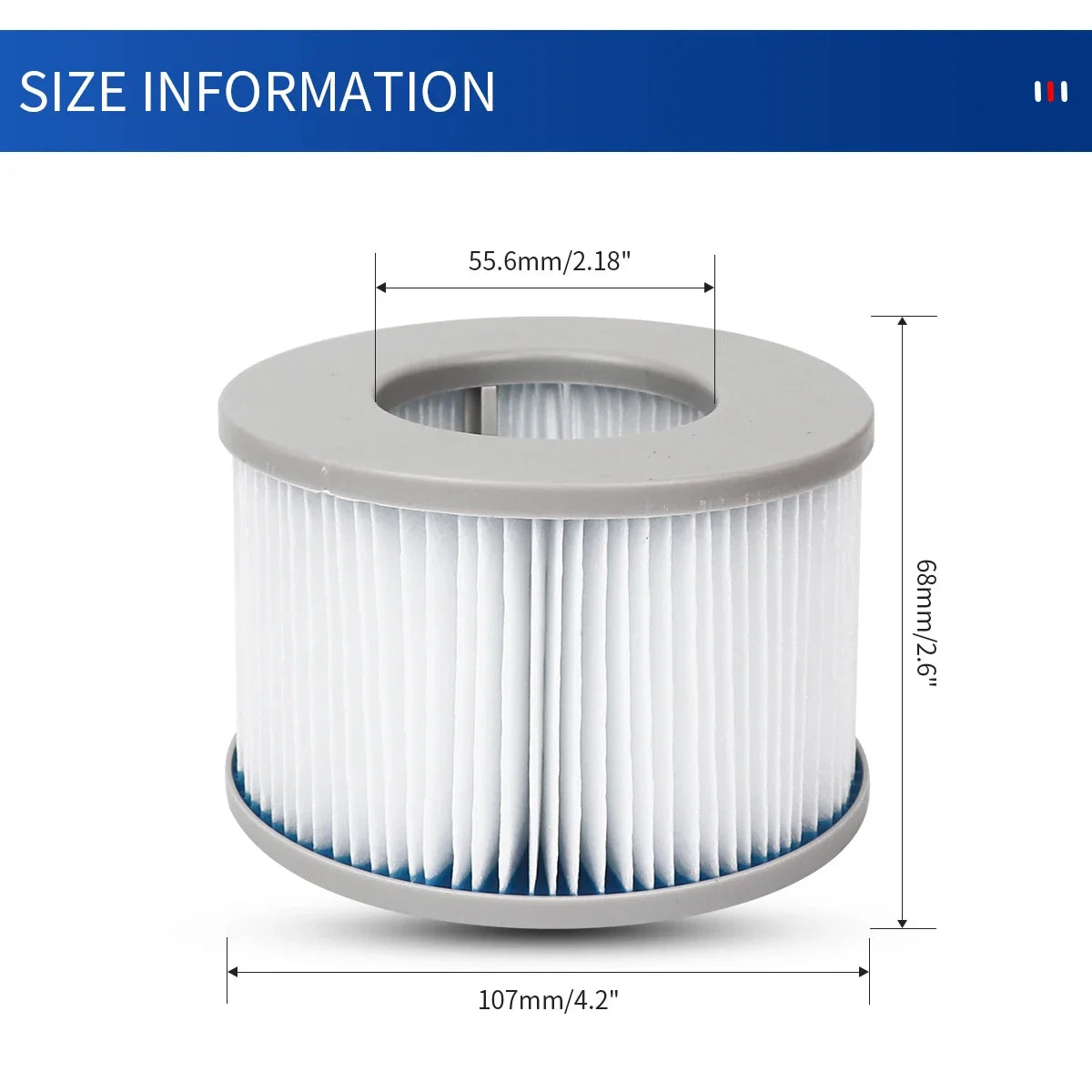 2-6 piezas Cartucho de Filtro de Agua de Bañera de Hidromasaje Inflable Reemplazo de Bomba Kit de Reemplazo de Filtro de Hidromasaje Amigable para Natación Elite