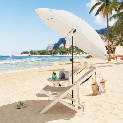 Height-Adjustable Tilt UV-Resistant Balcony Beach Umbrella Outdoor Canopy Terrace Awning