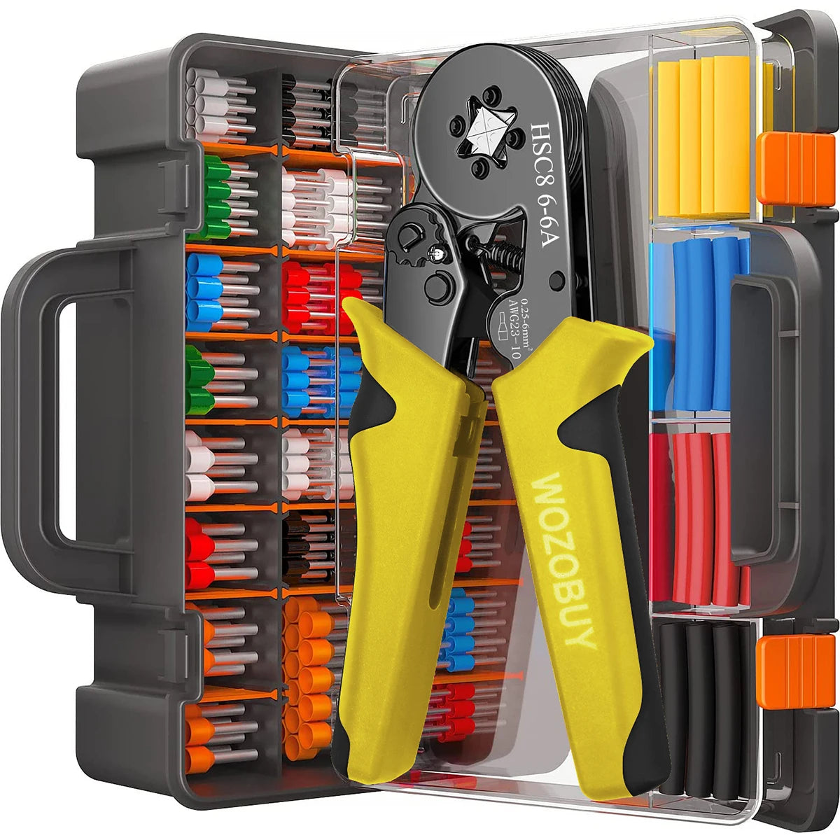 Ferrule Crimping Tool Kit with HSC8 6-6A/6-4A Pliers for Tubular Terminals 0.25-10 mm²