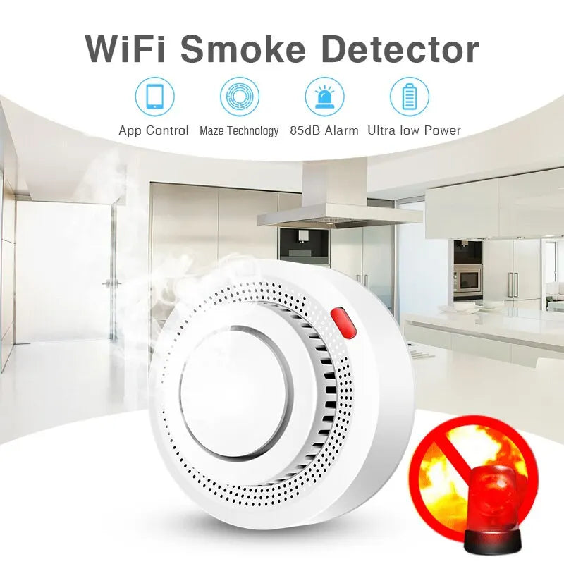 Tuya WiFi Alarm Dymu Ochrona Przeciwpożarowa Czujnik Dymu Kombinacja Alarmu Przeciwpożarowego System Bezpieczeństwa Domowego