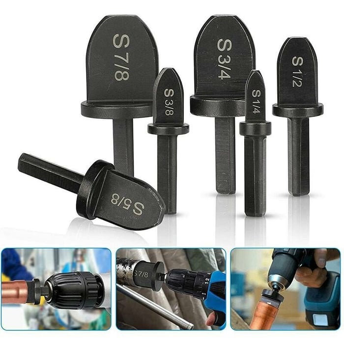 Copper Pipe Expander Set - HVAC Hex Handle Swaging Tool & Electric Drill Bit Flaring Tool